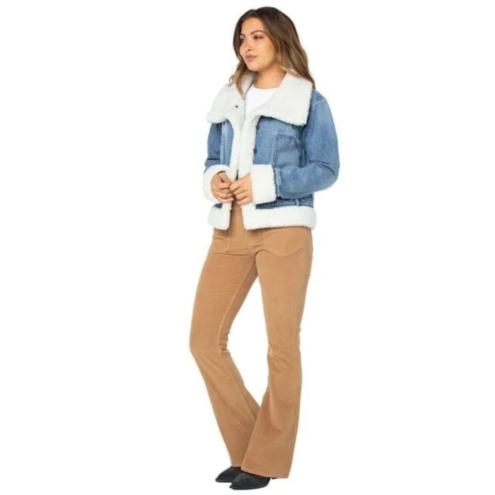 Celebrity Pink Women's Sherpa Trimmed Jean Jacket Size XL